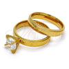 Anillo de Boda 01.223.0001.07 Acero Inoxidable, con Blanca Zirconia Cubica, Diamantado, Tono Dorado (Size 7)