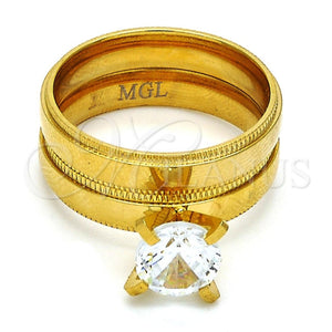 Anillo de Boda 01.223.0001.07 Acero Inoxidable, con Blanca Zirconia Cubica, Diamantado, Tono Dorado (Size 7)
