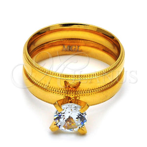 Anillo de Boda 01.223.0001.09 Acero Inoxidable, con Blanca Zirconia Cubica, Diamantado, Tono Dorado (Size 9)