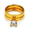 Anillo de Boda 01.223.0001.09 Acero Inoxidable, con Blanca Zirconia Cubica, Diamantado, Tono Dorado (Size 9)