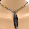 Collares con Dije 04.232.0001.1.31 Acero Inoxidable, Diseño de Oja, con Cristal Negro, Pulido, Tono Plateado (Grosor 04 MM, 31 Pulgadas de Largo)