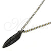 Collares con Dije 04.232.0001.1.31 Acero Inoxidable, Diseño de Oja, con Cristal Negro, Pulido, Tono Plateado (Grosor 04 MM, 31 Pulgadas de Largo)