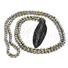 Collares con Dije 04.232.0001.1.31 Acero Inoxidable, Diseño de Oja, con Cristal Negro, Pulido, Tono Plateado (Grosor 04 MM, 31 Pulgadas de Largo)