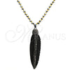 Collares con Dije 04.232.0001.1.31 Acero Inoxidable, Diseño de Oja, con Cristal Negro, Pulido, Tono Plateado (Grosor 04 MM, 31 Pulgadas de Largo)