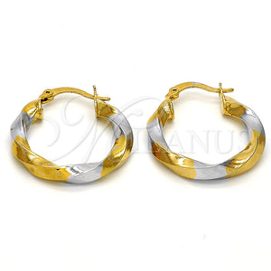 Argolla Pequeña 02.170.0095.25 Oro Laminado, Diseño de Torcido, Pulido, Dos Tonos