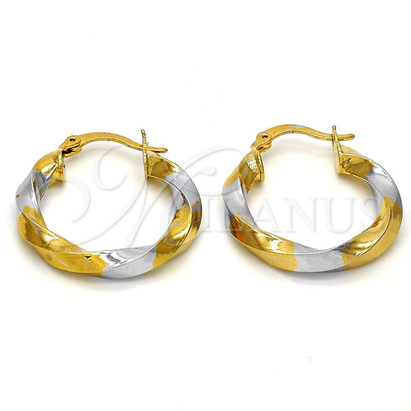 Argolla Pequeña 02.170.0095.25 Oro Laminado, Diseño de Torcido, Pulido, Dos Tonos