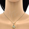 Juego de Arete y Dije de Adulto 10.59.0248 Oro Laminado, con Blanca Zirconia Cubica, Pulido, Tono Dorado