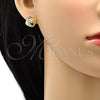 Juego de Arete y Dije de Adulto 10.59.0248 Oro Laminado, con Blanca Zirconia Cubica, Pulido, Tono Dorado