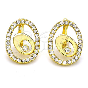 Arete Gancho Frances 02.59.0128 Oro Laminado, con Blanca Cristal, Pulido, Tono Dorado