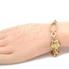 Pulsera Elegante 03.59.0069.08 Oro Laminado, Diseño de Flor y Estrella, con Blanca Cristal, Esmaltado Multicolor, Tono Dorado (17 MM Thickness, 8 Inches Length)