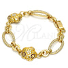 Pulsera Elegante 03.59.0069.08 Oro Laminado, Diseño de Flor y Estrella, con Blanca Cristal, Esmaltado Multicolor, Tono Dorado (17 MM Thickness, 8 Inches Length)