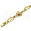 Pulsera Elegante 03.59.0069.08 Oro Laminado, Diseño de Flor y Estrella, con Blanca Cristal, Esmaltado Multicolor, Tono Dorado (17 MM Thickness, 8 Inches Length)