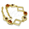 Pulsera Elegante 03.59.0068.08 Oro Laminado, Diseño de Rolo, con Topacio Zirconia Cubica and Blanca Cristal, Pulido, Tono Dorado (19 MM Thickness, 8 Inches Length)