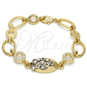 Pulsera Elegante 03.59.0065.1.08 Oro Laminado, con Blanca Cristal, Pulido, Dos Tonos (14 MM Thickness, 8 Inches Length)