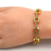 Pulsera Elegante 03.59.0063.08 Oro Laminado, con Blanca Cristal, Pulido, Tono Dorado (10 MM Thickness, 8 Inches Length)