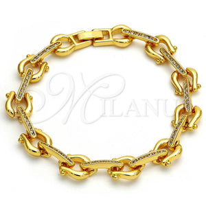 Pulsera Elegante 03.59.0063.08 Oro Laminado, con Blanca Cristal, Pulido, Tono Dorado (10 MM Thickness, 8 Inches Length)