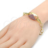 Pulsera Elegante 03.59.0062.09 Oro Laminado, con Fucsia Cristal, Pulido, Tono Dorado (16 MM Thickness, 9 Inches Length)