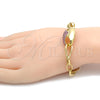 Pulsera Elegante 03.59.0062.09 Oro Laminado, con Fucsia Cristal, Pulido, Tono Dorado (16 MM Thickness, 9 Inches Length)