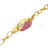 Pulsera Elegante 03.59.0062.09 Oro Laminado, con Fucsia Cristal, Pulido, Tono Dorado (16 MM Thickness, 9 Inches Length)