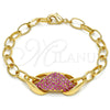 Pulsera Elegante 03.59.0062.09 Oro Laminado, con Fucsia Cristal, Pulido, Tono Dorado (16 MM Thickness, 9 Inches Length)