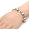 Pulsera Elegante 03.59.0055.08 Oro Laminado, Diseño de Flor, con Blanca Cristal, Pulido, Tono Dorado (13 MM Thickness, 8 Inches Length)