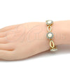 Pulsera Elegante 03.59.0055.08 Oro Laminado, Diseño de Flor, con Blanca Cristal, Pulido, Tono Dorado (13 MM Thickness, 8 Inches Length)