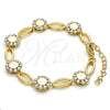 Pulsera Elegante 03.59.0055.08 Oro Laminado, Diseño de Flor, con Blanca Cristal, Pulido, Tono Dorado (13 MM Thickness, 8 Inches Length)
