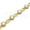 Pulsera Elegante 03.59.0055.08 Oro Laminado, Diseño de Flor, con Blanca Cristal, Pulido, Tono Dorado (13 MM Thickness, 8 Inches Length)