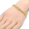 Pulsera Elegante 03.59.0058.08 Oro Laminado, Diseño de Llave Griega y Gota, con Blanca Cristal, Pulido, Tono Dorado (11 MM Thickness, 8 Inches Length)