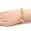 Pulsera Elegante 03.59.0058.08 Oro Laminado, Diseño de Llave Griega y Gota, con Cristal Blanca, Pulido, Tono Dorado (Grosor 11 MM, 8 Pulgadas de Largo)