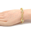 Pulsera Elegante 03.59.0058.08 Oro Laminado, Diseño de Llave Griega y Gota, con Blanca Cristal, Pulido, Tono Dorado (11 MM Thickness, 8 Inches Length)
