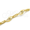 Pulsera Elegante 03.59.0058.08 Oro Laminado, Diseño de Llave Griega y Gota, con Blanca Cristal, Pulido, Tono Dorado (11 MM Thickness, 8 Inches Length)