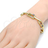 Pulsera Elegante 03.59.0061.08 Oro Laminado, con Multicolor Zirconia Cubica and Blanca Cristal, Pulido, Tono Dorado (10 MM Thickness, 8 Inches Length)
