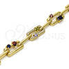 Pulsera Elegante 03.59.0061.08 Oro Laminado, con Multicolor Zirconia Cubica and Blanca Cristal, Pulido, Tono Dorado (10 MM Thickness, 8 Inches Length)