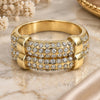 Anillo Multi Piedra 01.59.0017.06 Oro Laminado, con Cristal Blanca, Pulido, Tono Dorado (Tamaño 6)