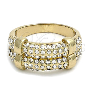 Anillo Multi Piedra 01.59.0017.09 Oro Laminado, con Blanca Cristal, Pulido, Tono Dorado (Size 9)