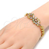 Pulsera Elegante 03.206.0017.3.07 Oro Laminado, Diseño de Flor y Oja, con Multicolor Zirconia Cubica, Pulido, Tono Dorado (07 MM Thickness, 7 Inches Length)