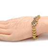 Pulsera Elegante 03.206.0017.3.07 Oro Laminado, Diseño de Flor y Oja, con Multicolor Zirconia Cubica, Pulido, Tono Dorado (07 MM Thickness, 7 Inches Length)