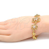 Pulsera Elegante 03.206.0038.07 Oro Laminado, Diseño de Flor y Corazón, con Blanca Zirconia Cubica, Pulido, Tono Dorado (08 MM Thickness, 7 Inches Length)