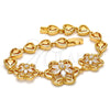 Pulsera Elegante 03.206.0038.07 Oro Laminado, Diseño de Flor y Corazón, con Blanca Zirconia Cubica, Pulido, Tono Dorado (08 MM Thickness, 7 Inches Length)