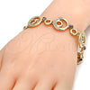 Pulsera Elegante 03.59.0070.08 Oro Laminado, Diseño de Luna, con Blanca and Amatista Cristal, Pulido, Tono Dorado (17 MM Thickness, 8 Inches Length)