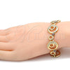 Pulsera Elegante 03.59.0070.08 Oro Laminado, Diseño de Luna, con Blanca and Amatista Cristal, Pulido, Tono Dorado (17 MM Thickness, 8 Inches Length)