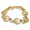 Pulsera Elegante 03.59.0070.08 Oro Laminado, Diseño de Luna, con Blanca and Amatista Cristal, Pulido, Tono Dorado (17 MM Thickness, 8 Inches Length)
