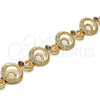 Pulsera Elegante 03.59.0070.08 Oro Laminado, Diseño de Luna, con Blanca and Amatista Cristal, Pulido, Tono Dorado (17 MM Thickness, 8 Inches Length)