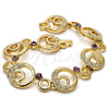 Pulsera Elegante 03.59.0070.08 Oro Laminado, Diseño de Luna, con Blanca and Amatista Cristal, Pulido, Tono Dorado (17 MM Thickness, 8 Inches Length)