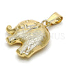 Dije Elegante 05.163.0048 Oro Laminado, Diseño de Elefante y Hueco, Mate, Tono Dorado