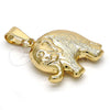 Dije Elegante 05.163.0048 Oro Laminado, Diseño de Elefante y Hueco, Mate, Tono Dorado