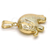 Dije Elegante 05.163.0048 Oro Laminado, Diseño de Elefante y Hueco, Mate, Tono Dorado
