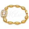 Pulsera Elegante 03.221.0018.07 Oro Laminado, con Blanca Zirconia Cubica, Pulido, Tono Dorado (15 MM Thickness, 7 Inches Length)