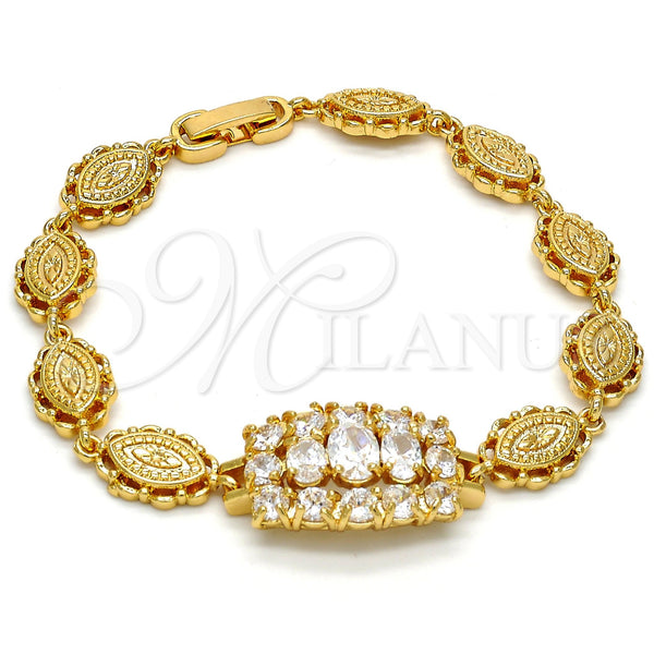 Pulsera Elegante 03.221.0018.07 Oro Laminado, con Blanca Zirconia Cubica, Pulido, Tono Dorado (15 MM Thickness, 7 Inches Length)